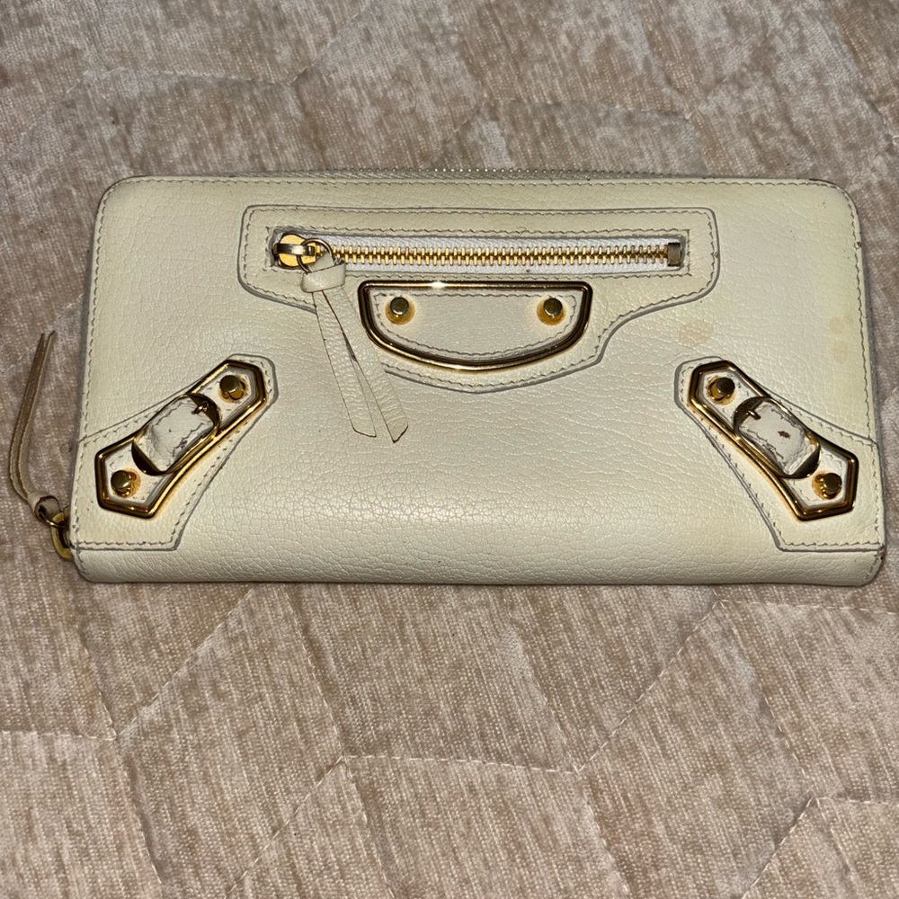 Balenciaga, gently used wallet. Gold accents